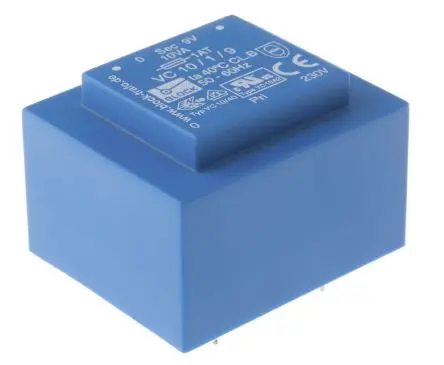 Produktfoto 1 von Block Printtrafo, Trafo 230 V ac / 9 V ac 1 Ausg. 10 VA 51 mm x 43mm x 34.6 mm 0.28 kg Stift
