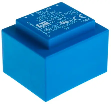 Produktfoto 1 von Block Printtrafo, Trafo 230 V ac / 24 V ac 1 Ausg. 5 VA 44 mm x 37mm x 33 mm 0.19 kg Stift