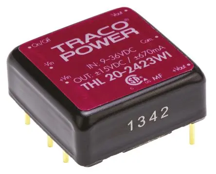 TRACOPOWER THL 20WI DC/DC Konverter, 15V dc, -15 V dc OUT 670 mA Leiterplattenmontage 36V dc 1.5 kV dc 20 W -40 °C 85 °C