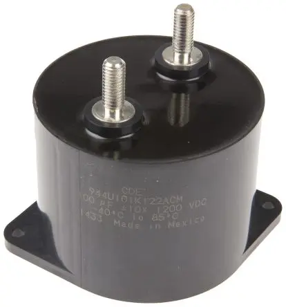 Cornell-Dubilier 944U Folienkondensator 1.2 kV dc 230V ac 100 μF ±10 %, Mit Gewindebolzen Raster 45 mm