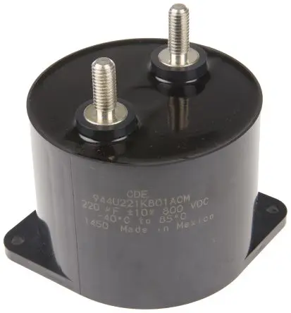 Cornell-Dubilier 944U Folienkondensator 800 V dc 230V ac 220 μF ±10 %, Mit Gewindebolzen Raster 45 mm