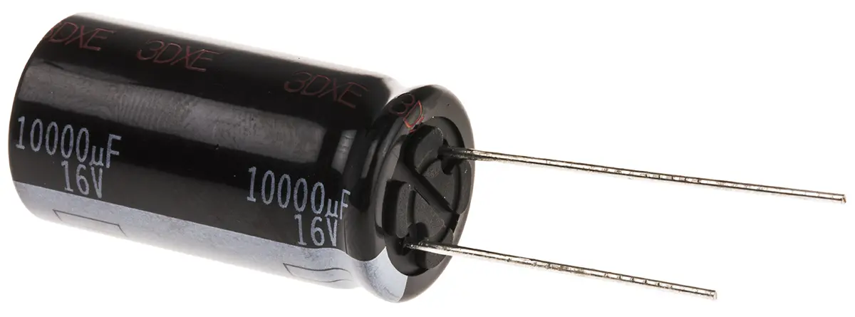 Produktfoto 1 von Panasonic HD RADIAL Radial Kondensator 10000 μF Radiale Anschlussfahnen ±20 % / 16V dc, Ø 16 mm x 31.5 mm x 31.5 mm, 105