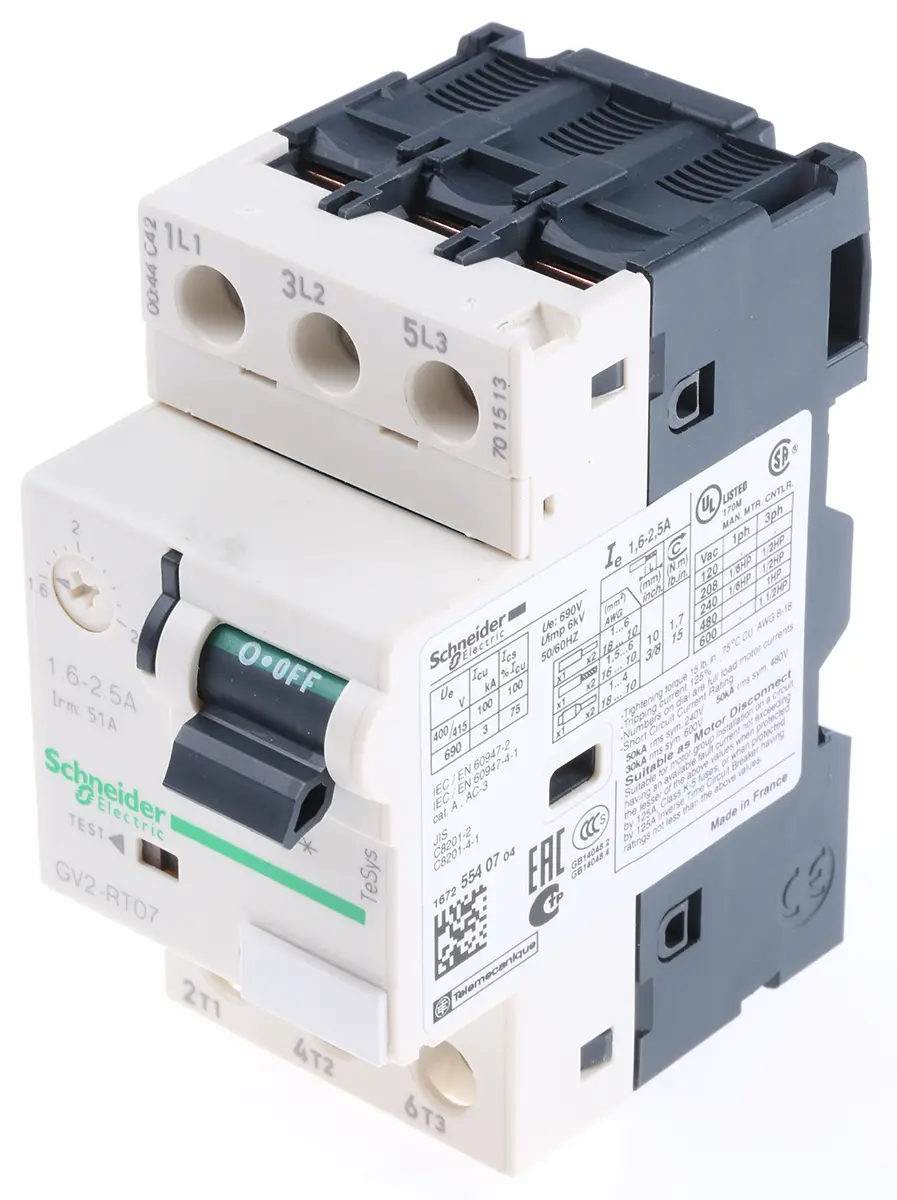 Produktfoto 1 von Schneider Electric TeSys GV2R Motorschutzschalter, 1,6 → 2,5 A 89mm x 44.5mm