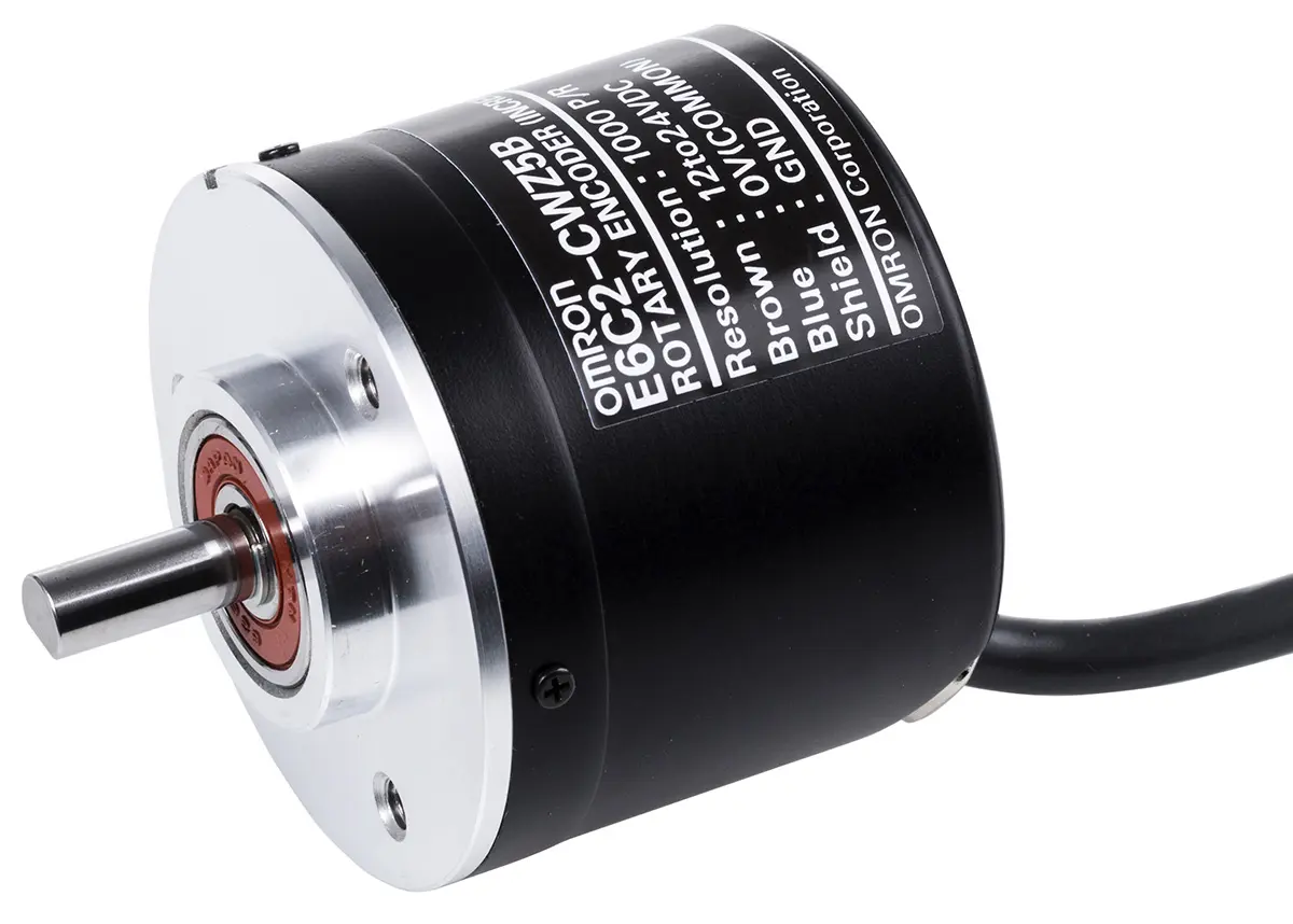 Produktfoto 1 von Omron E6C2 Inkremental Drehgeber Inkremental 1000/U, 6000U/min, 12 → 24 Vdc, Open Collector Vollwelle mit Ø 6mm