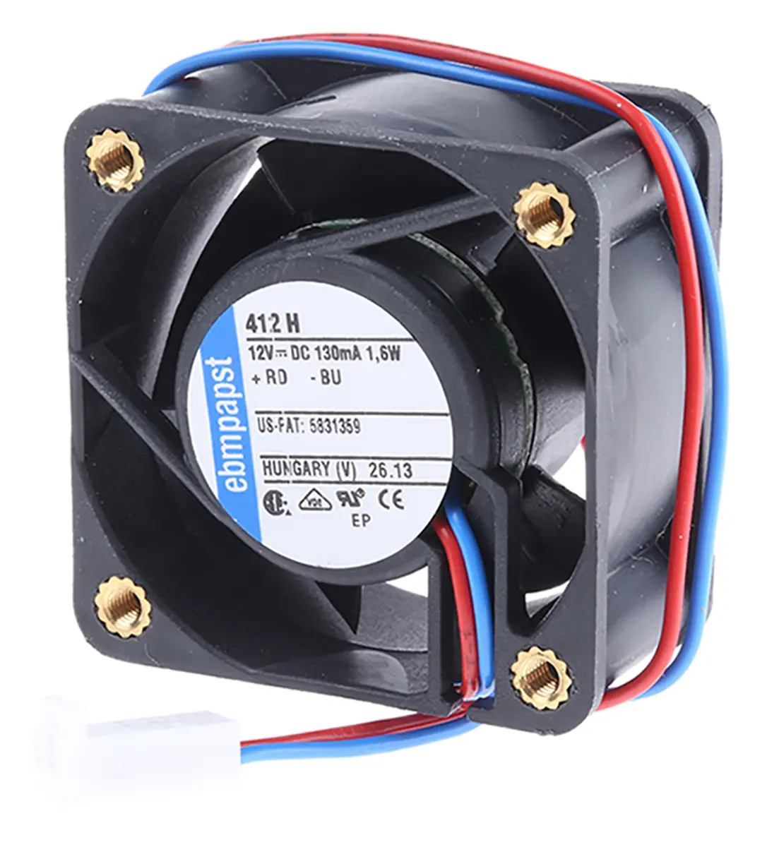 Produktfoto 1 von ebm-papst 400 Axiallüfter, Hülse, 12V dc / 1.6 W, 8100 U/min, 13.5 m³/h IP20 40 mm 20mm 20 mm