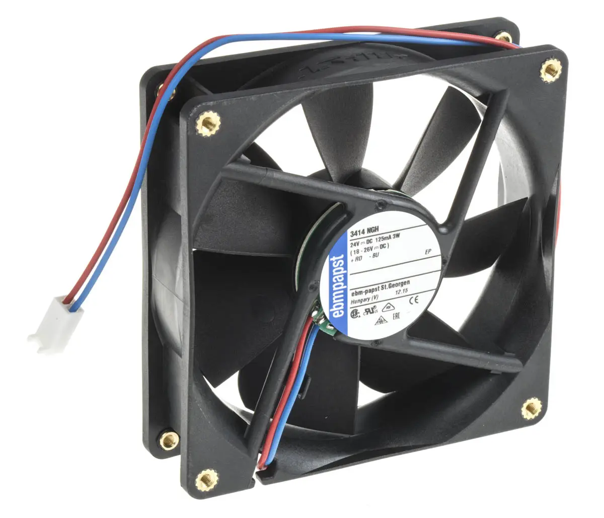 Produktfoto 1 von ebm-papst 3400 N Axiallüfter, Hülse, 24V dc / 3 W, 3000 U/min, 94 m³/h IP68 92 mm 25mm 25 mm