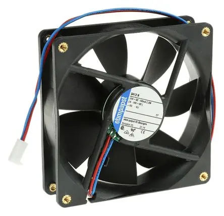 Produktfoto 1 von ebm-papst 3400 N Axiallüfter, Kugel, 12V dc / 2.2 W, 2700 U/min, 84 m³/h IP68 92 mm 25mm 25 mm