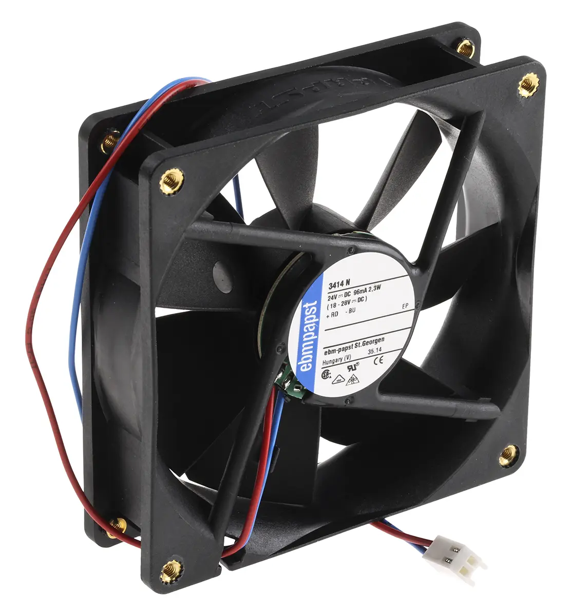 Produktfoto 1 von ebm-papst 3400 N Axiallüfter, Kugel, 24V dc / 2.3 W, 2700 U/min, 84 m³/h IP20 92 mm 25mm 25 mm