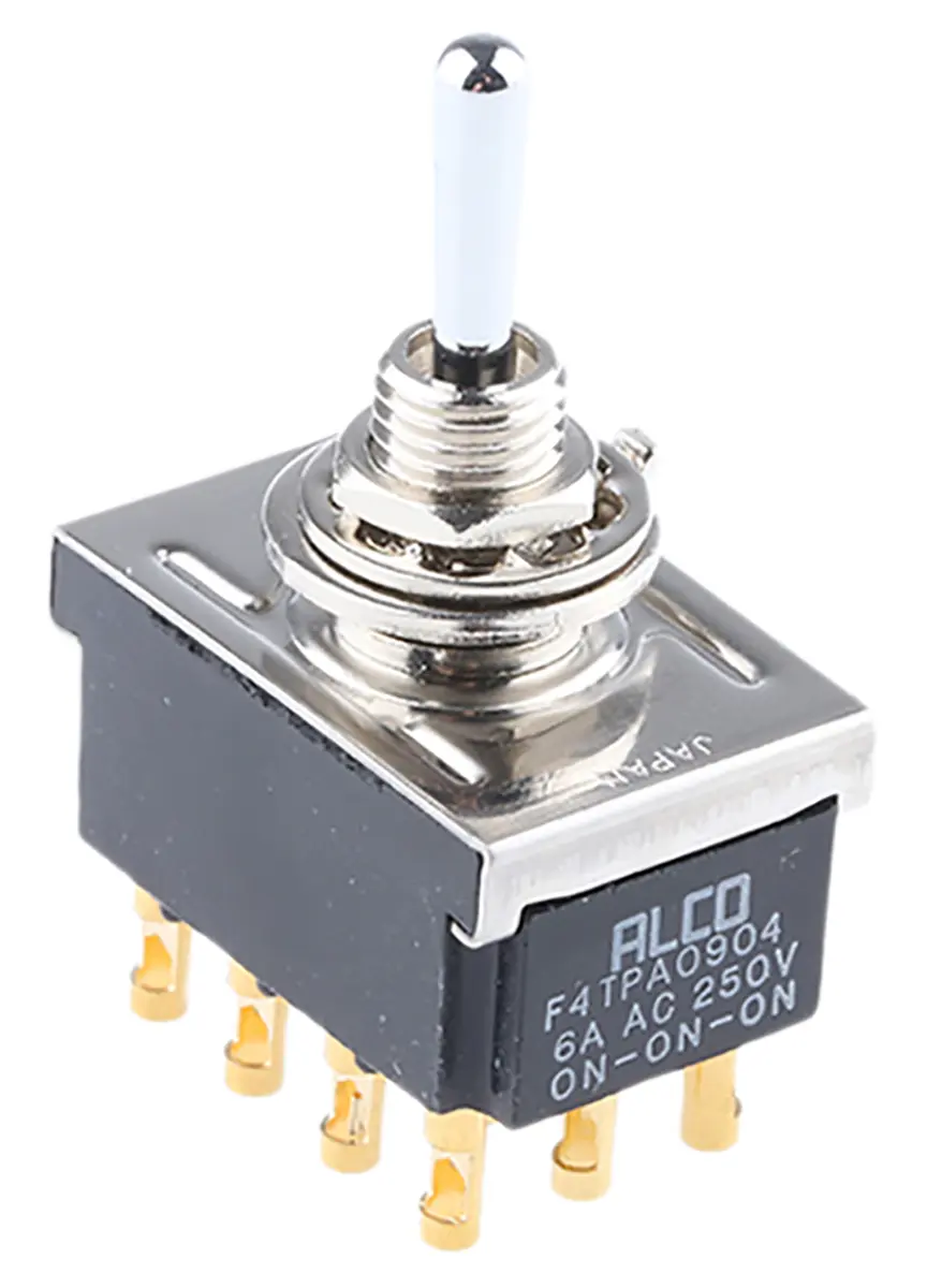 Produktfoto 1 von TE Connectivity Panel Kippschalter 4-poliger Schließer, Ein-Ein-Ein, 250 V ac, 6A, Lot