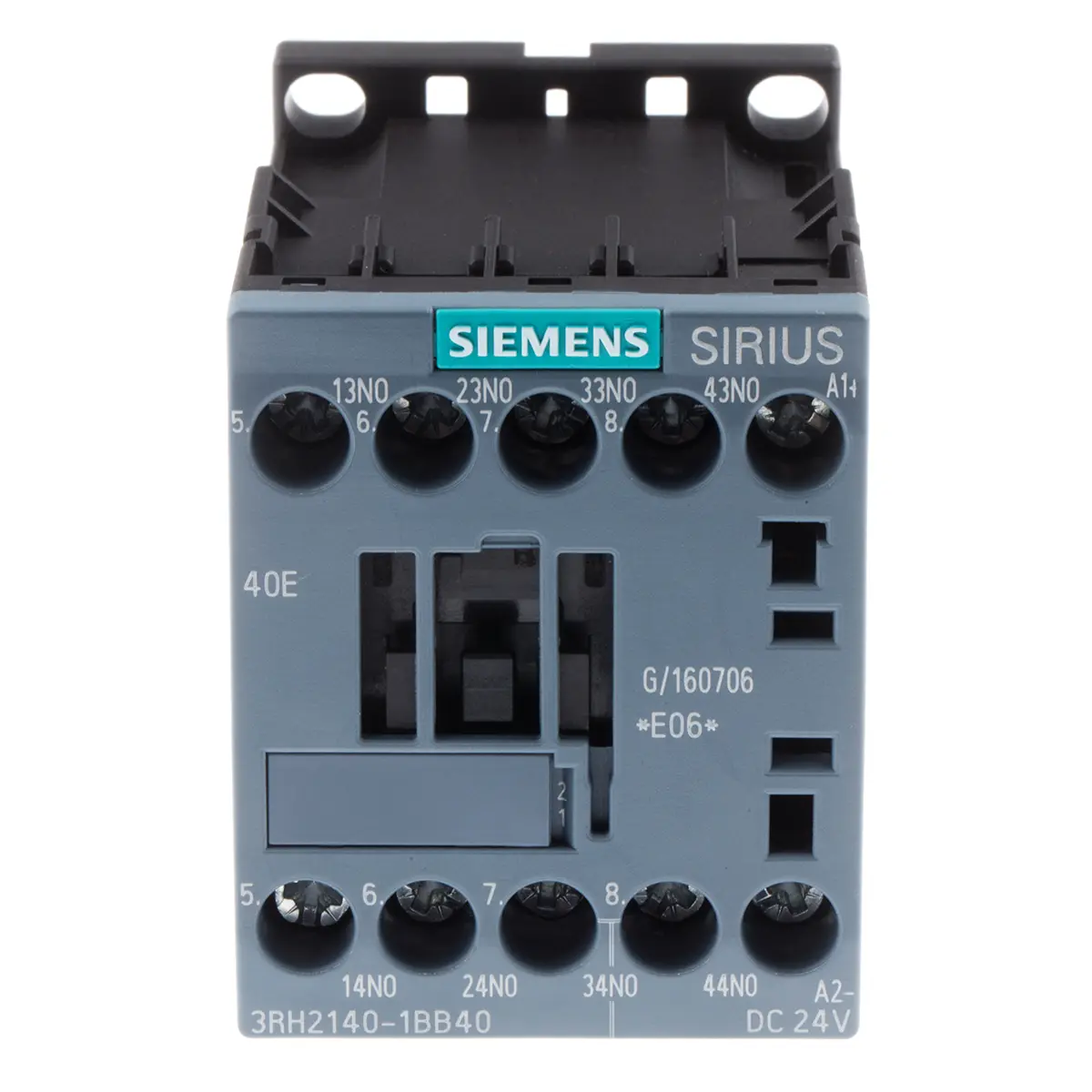 Produktfoto 1 von Siemens 3RH2 Hilfsschütz 24V dc-Spule, 4-polig, 690V ac / 10 A 690V ac 4 Schließer 4-Hilfskontakte