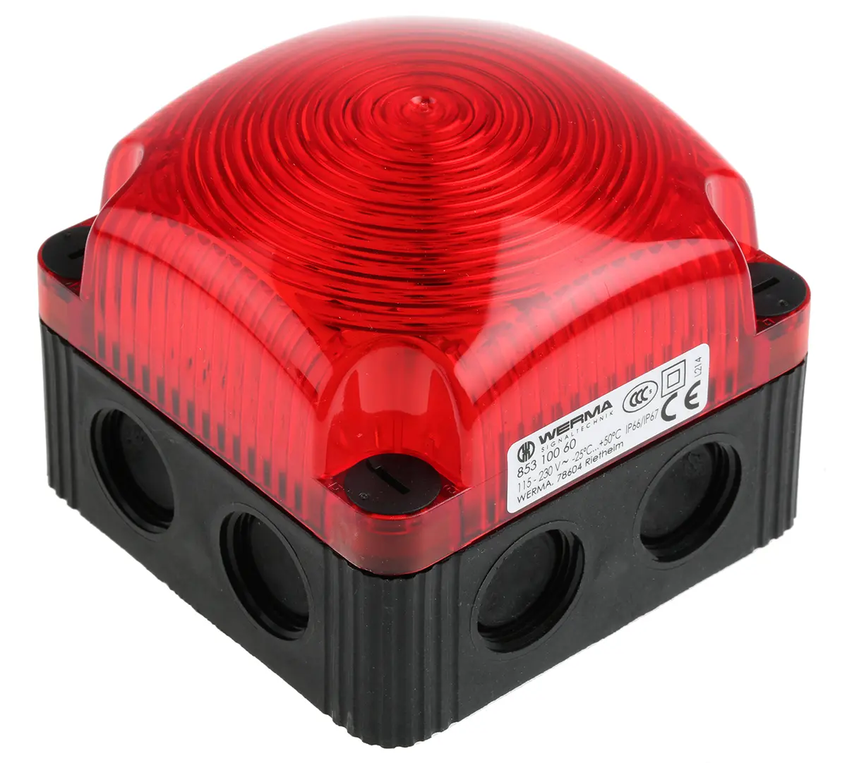 Produktfoto 1 von Werma BWM 853 LED Dauer Signalleuchte Rot, 115 → 230 V ac x 71mm