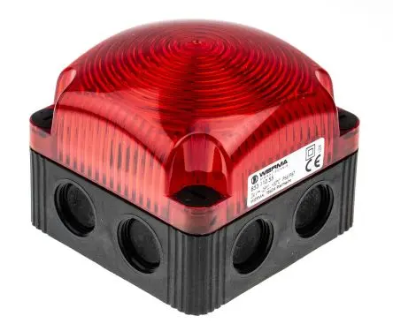Produktfoto 1 von Werma BWM 853 LED Filament/Warnsummer Signalleuchte 230V dc Rot Basis x 71 mm IP66, IP67