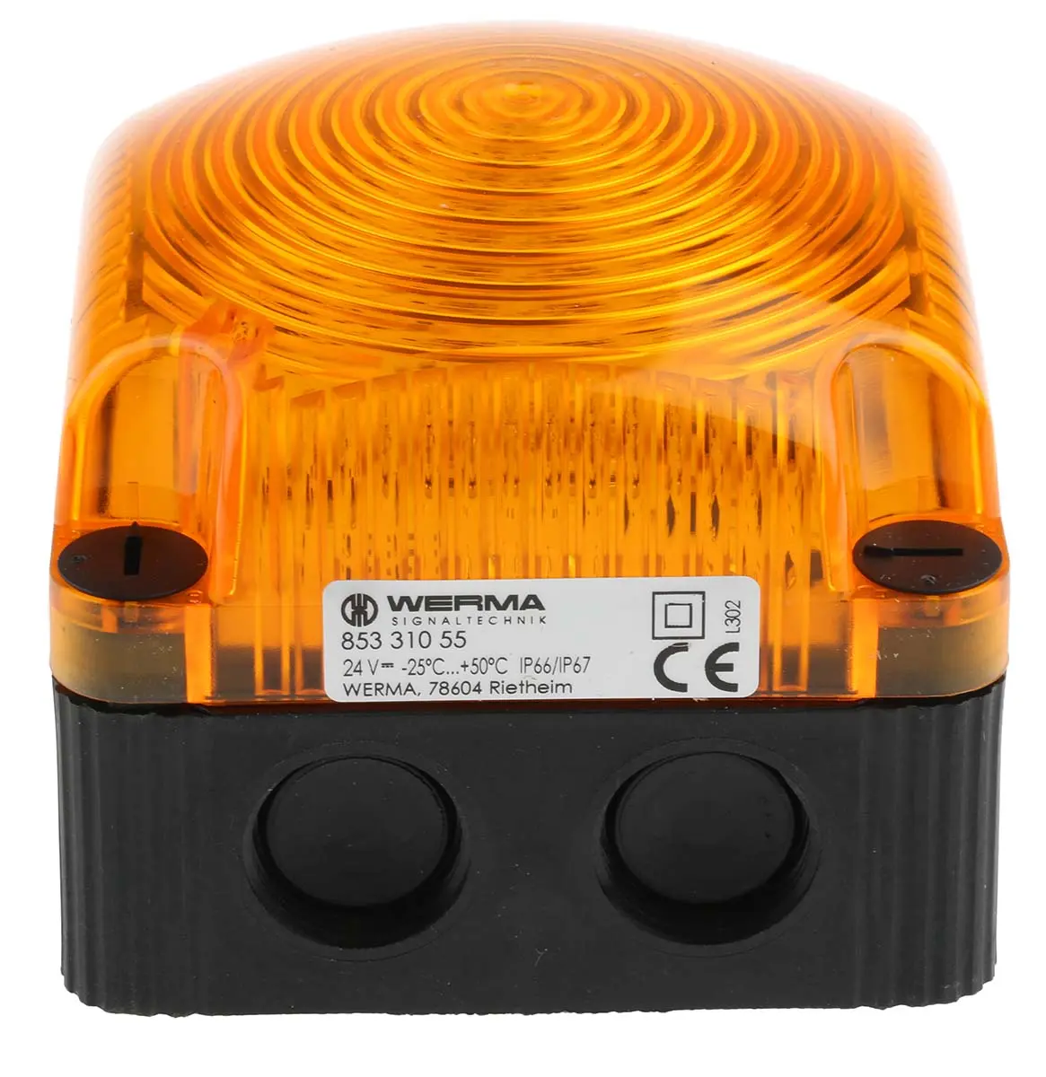 Produktfoto 1 von Werma BWM 853 LED Doppelblitz Signalleuchte Gelb, 24 V dc x 71mm