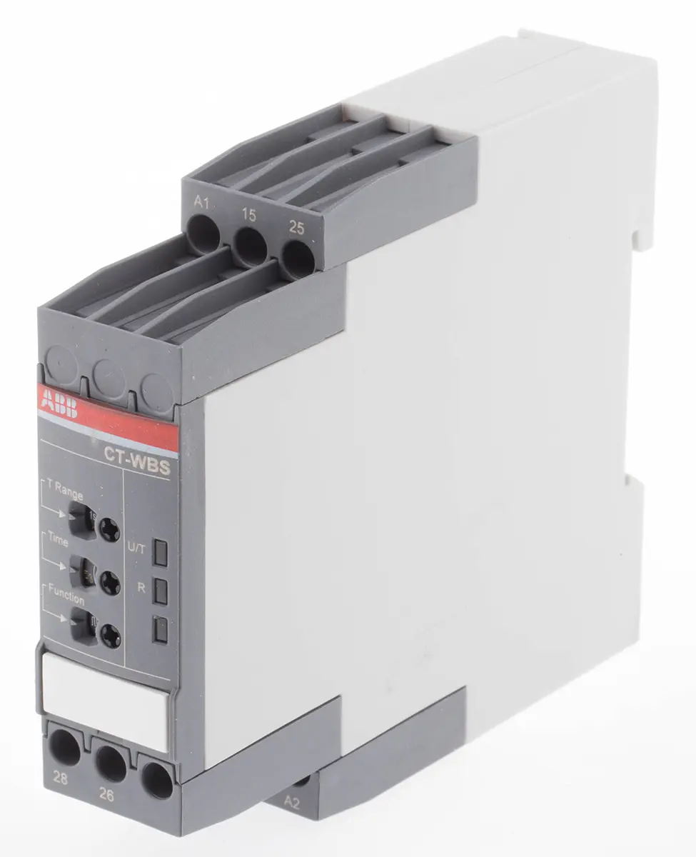 Produktfoto 1 von ABB Zeitrelais, DIN-Schienen, 0.05 s → 300h, 24 → 240 V ac, 24 → 48V dc, 2 Kont. Multifunktion,
