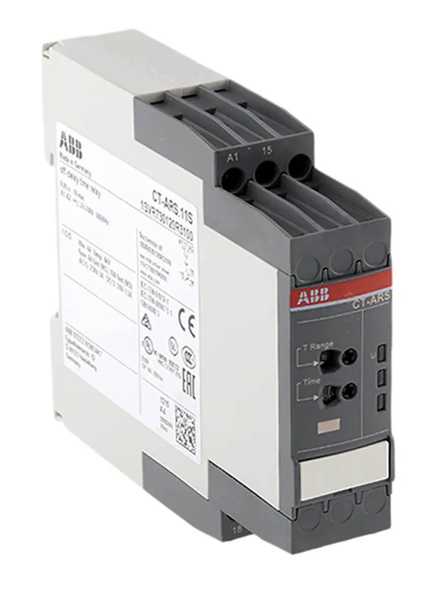 Produktfoto 1 von ABB Zeitrelais, DIN-Schienen, 0.05 s → 10min, 24 → 240V ac/dc, 1 Kont. Einfach, 1-poliger Wechsler
