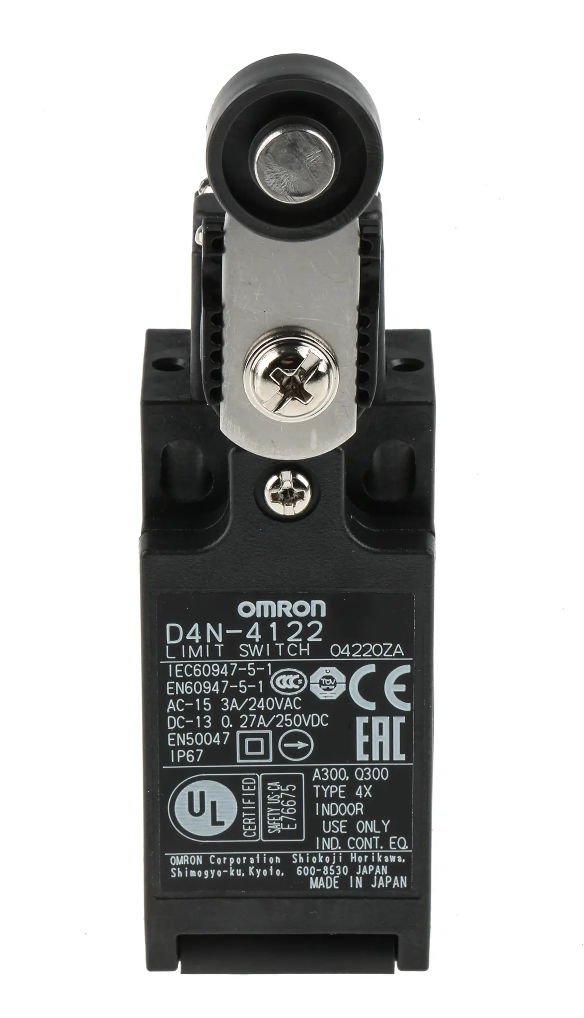 Produktfoto 1 von Omron D4N Verriegelungsschalter, Rollenhebel, DPST, Schließer/Öffner, IP 67 Anschluss M20