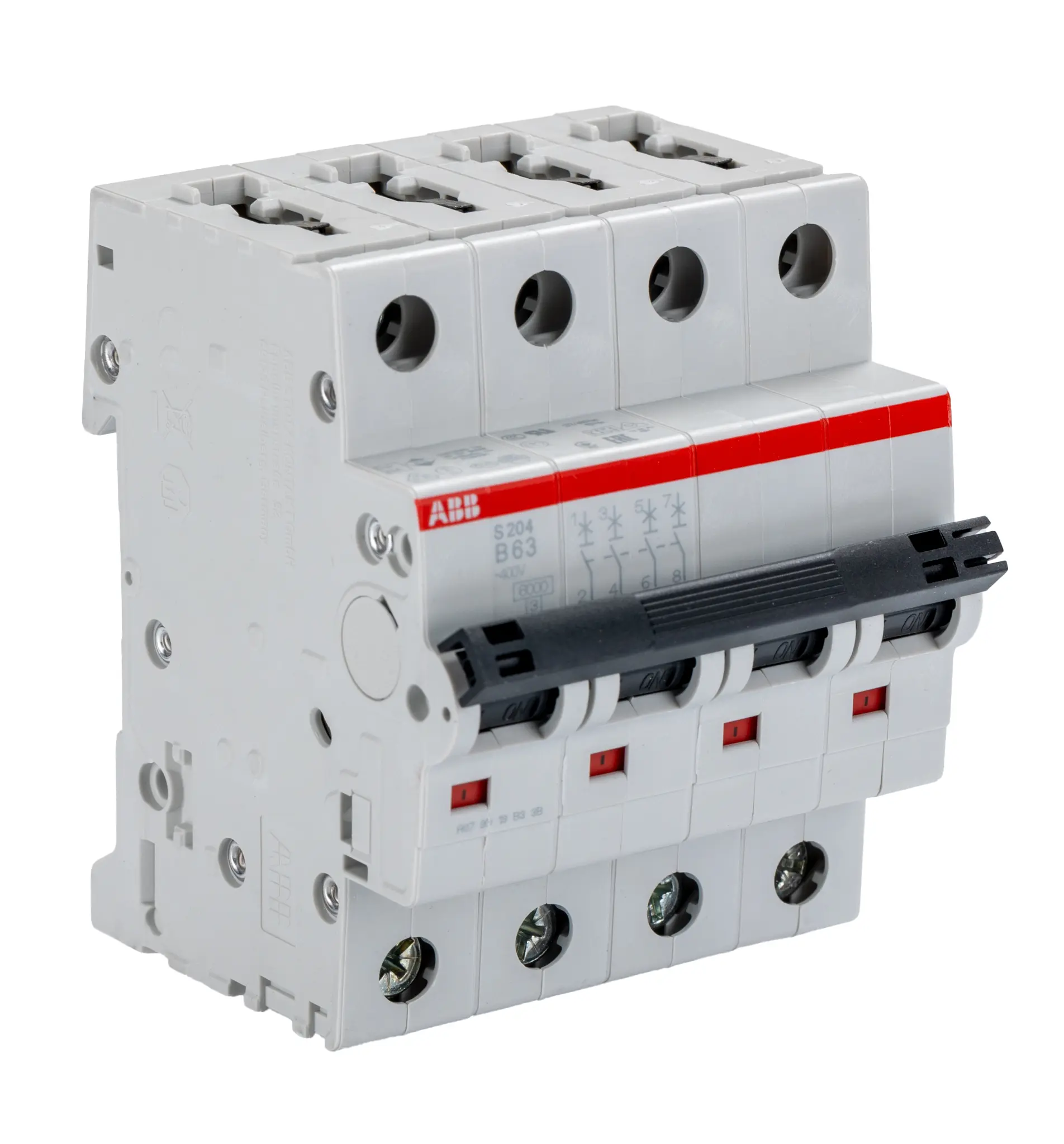 Produktfoto 1 von ABB S200 Miniaturüberlastschalter Typ B, Pol 4-polig 63 A 400 V ac, Abschaltvermögen 6 kA System Pro M Compact