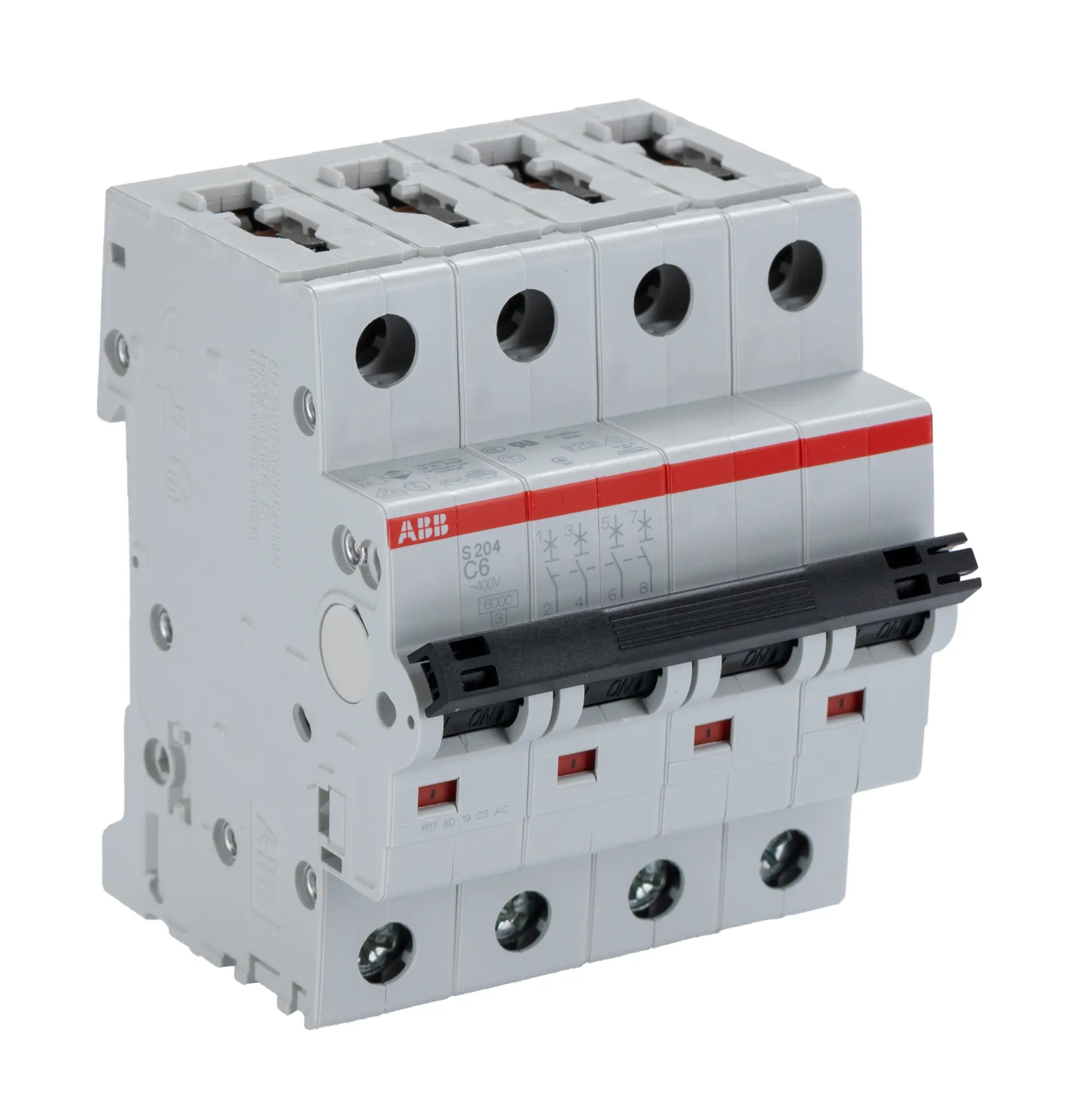 Produktfoto 1 von ABB S200 Miniaturüberlastschalter Typ C, Pol 4-polig 6 A 400 V ac, Abschaltvermögen 6 kA System Pro M Compact