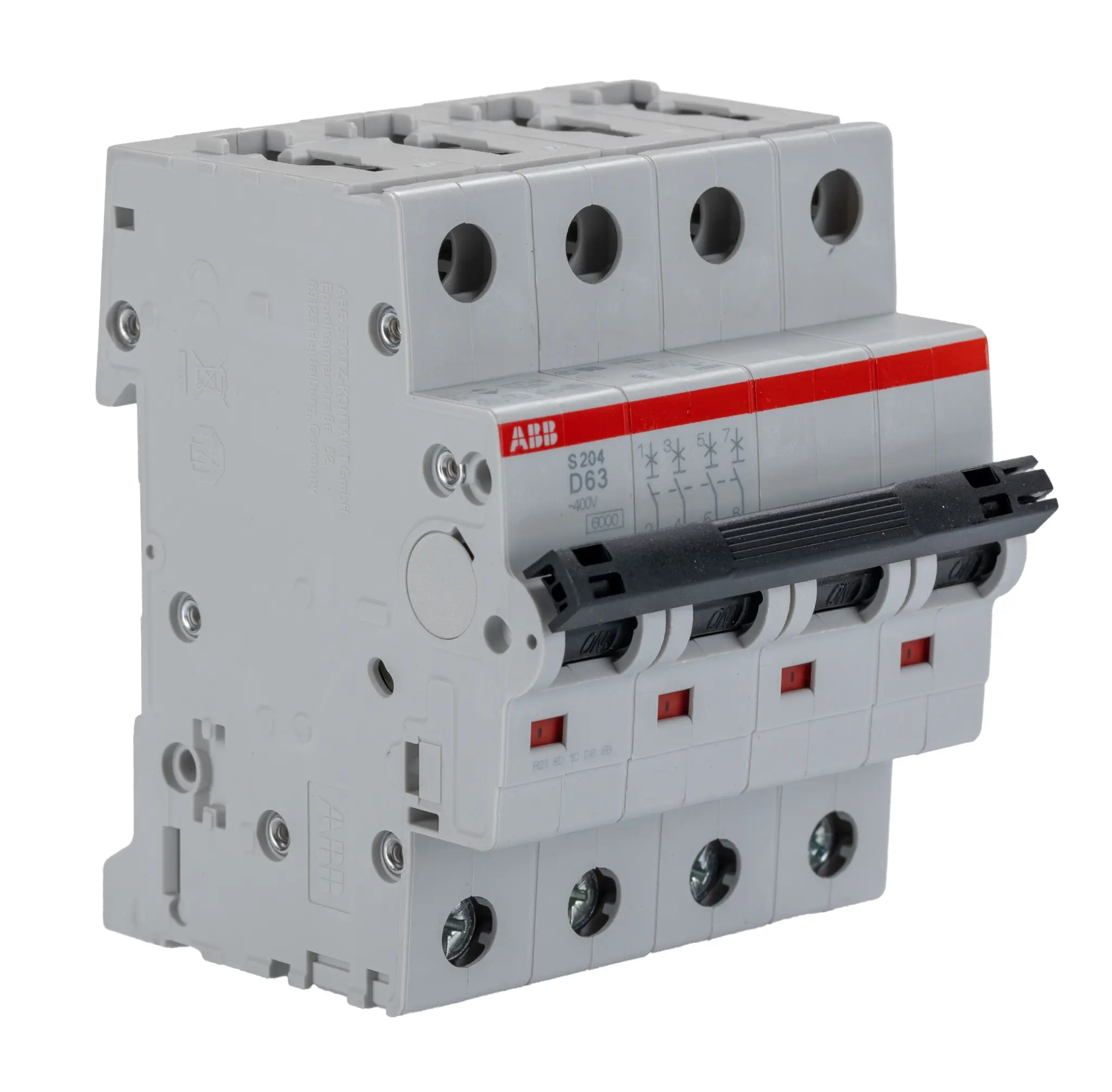 Produktfoto 1 von ABB S200 Miniaturüberlastschalter Typ D, Pol 4-polig 63A 400V ac, Abschaltvermögen 6 kA System Pro M Compact