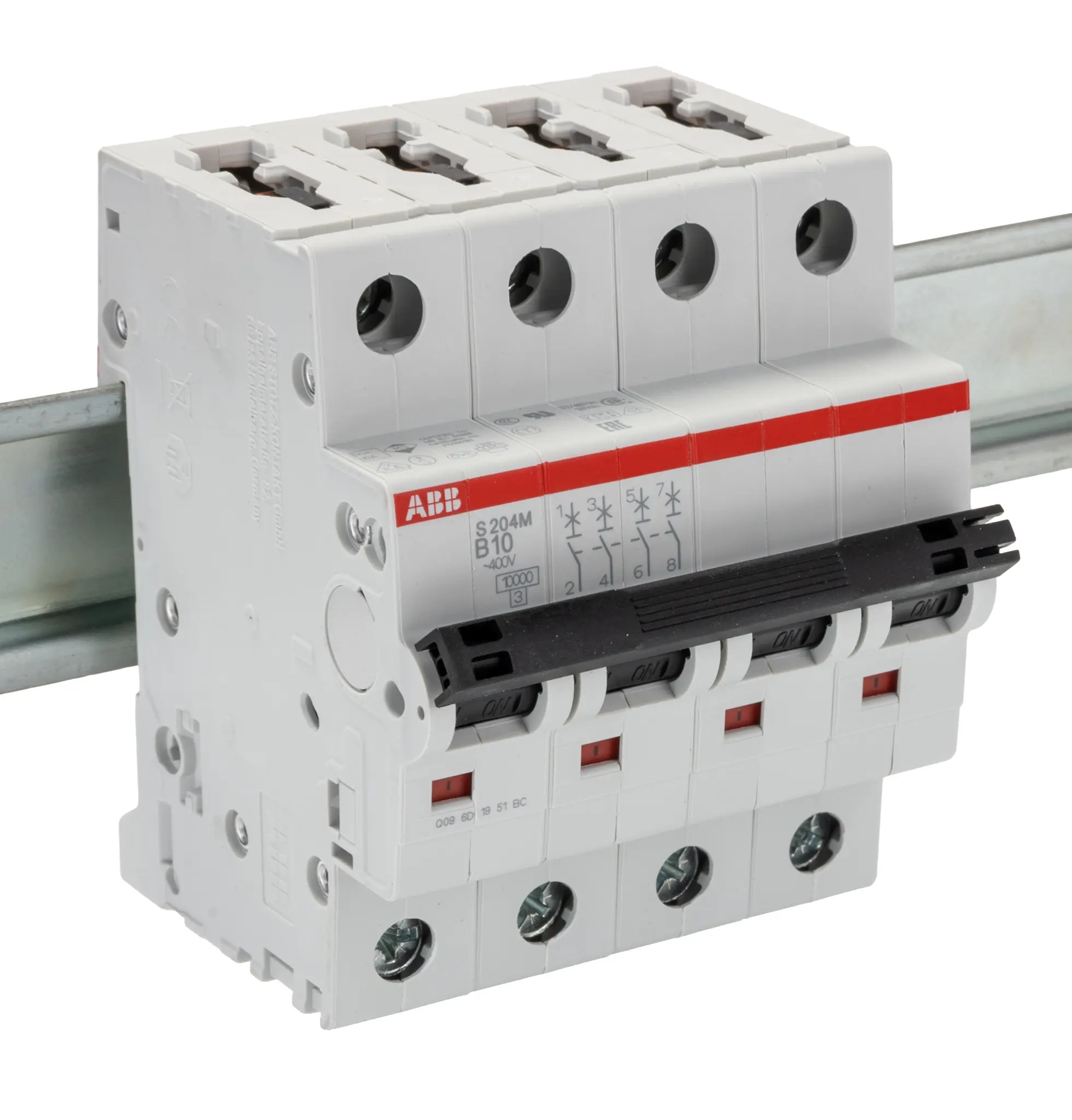 Produktfoto 1 von ABB S200M Miniaturüberlastschalter Typ B, Pol 4-polig 10 A 400 V ac, Abschaltvermögen 15 kA System Pro M Compact 12 V dc