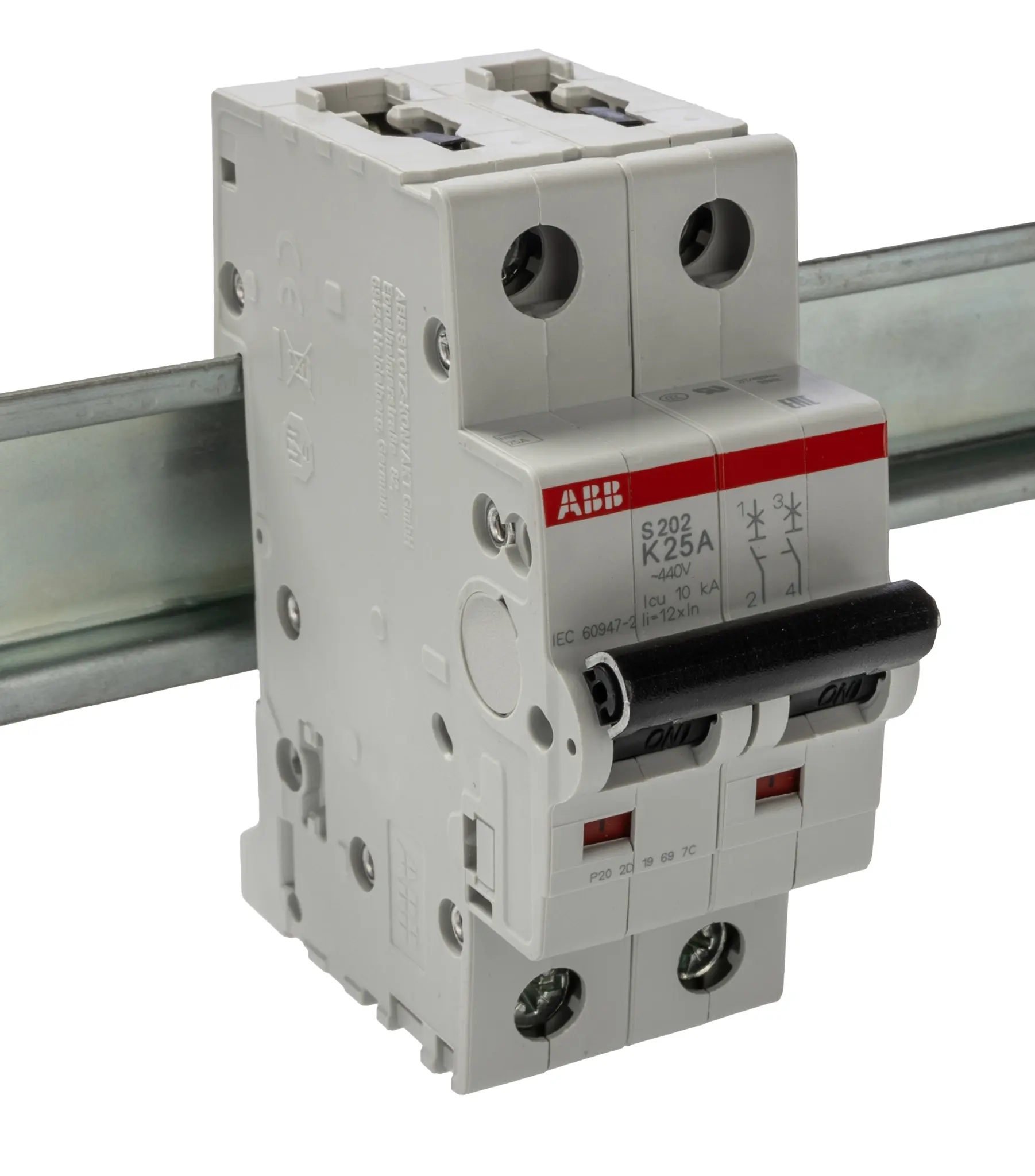 ABB S200 Miniaturüberlastschalter Typ K, Pol 2-polig 25 A 400 V ac, Abschaltvermögen 6 kA System Pro M Compact 125 V dc