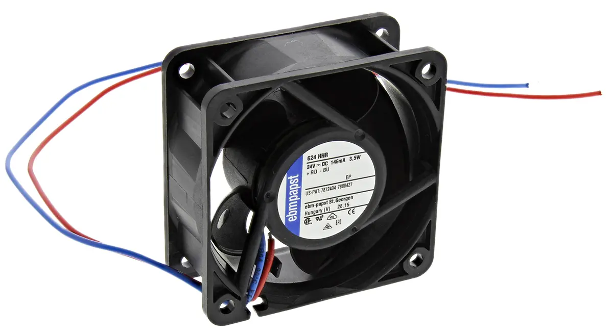 Produktfoto 1 von ebm-papst 620 Axiallüfter, Kugel, 24V dc / 3.6 W 150 mA, 8200 U/min, 56 m³/h IP20 60 mm 60mm 25 mm