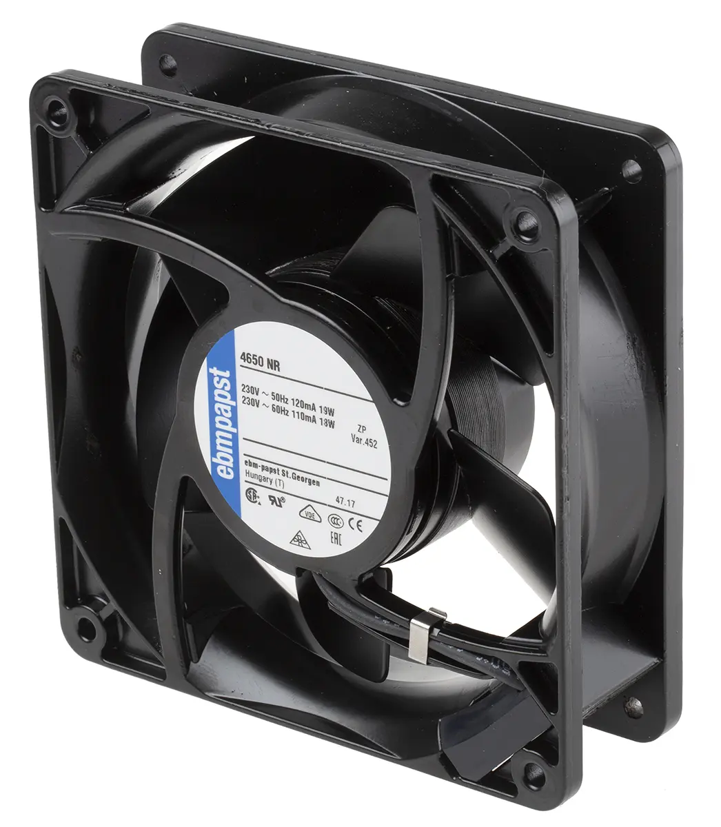 Produktfoto 1 von ebm-papst 4000 N Axiallüfter, Hülse, 230V ac / 19 W 82 mA, 2650 U/min, 160 m³/h IP54 119 mm 119mm 38 mm