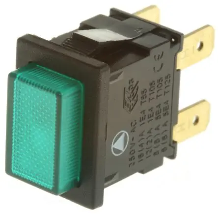 Produktfoto 1 von Arcolectric (Bulgin) Ltd 8300 Miniaturdruckschalter Grün Beleuchtet Rastend Panel Ø 12.9 x 19.8 mm, 2-poliger Umschalter