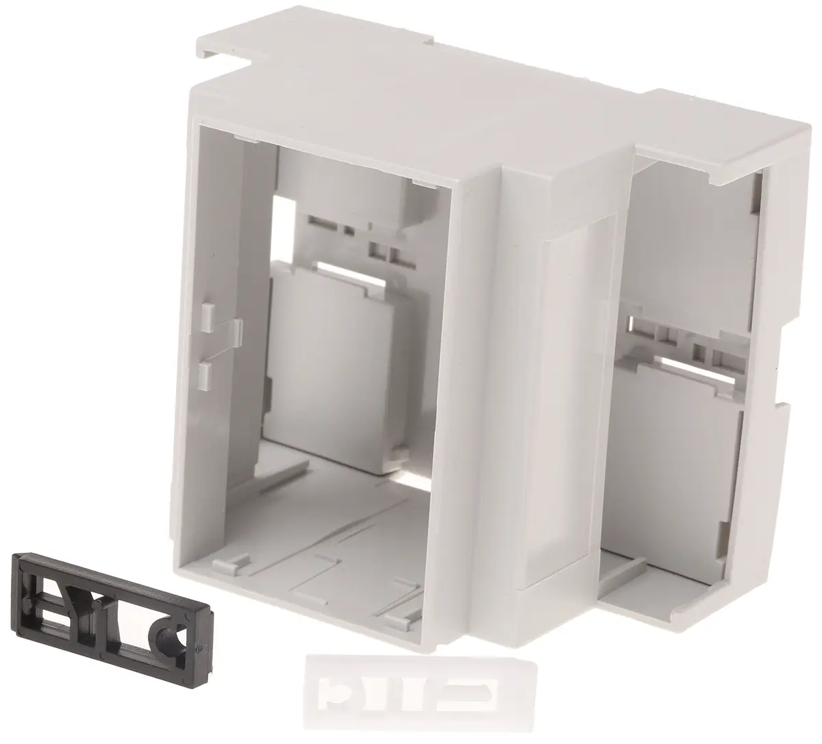 Produktfoto 1 von CAMDENBOSS DIN-Schienengehäuse, Geh.Mat. Polycarbonat 90 mm, DIN-Hutschiene 71 mm, Grau, Modulares Gehäuse 106 mm, Serie