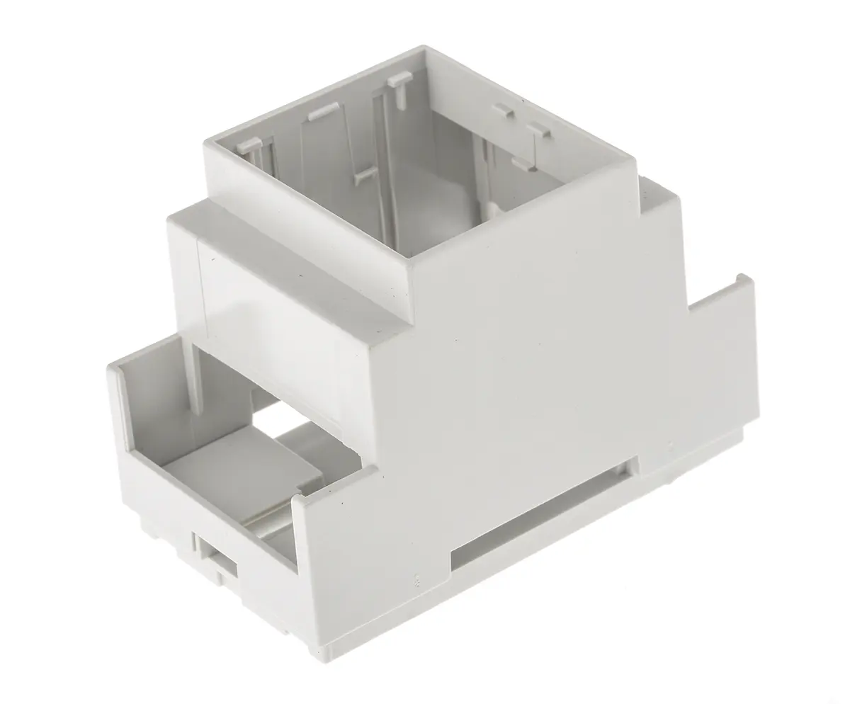 Produktfoto 1 von CAMDENBOSS DIN-Schienengehäuse, Geh.Mat. Polycarbonat 90 mm, DIN-Hutschiene 53 mm, Grau, Modulares Gehäuse 87.6 mm,