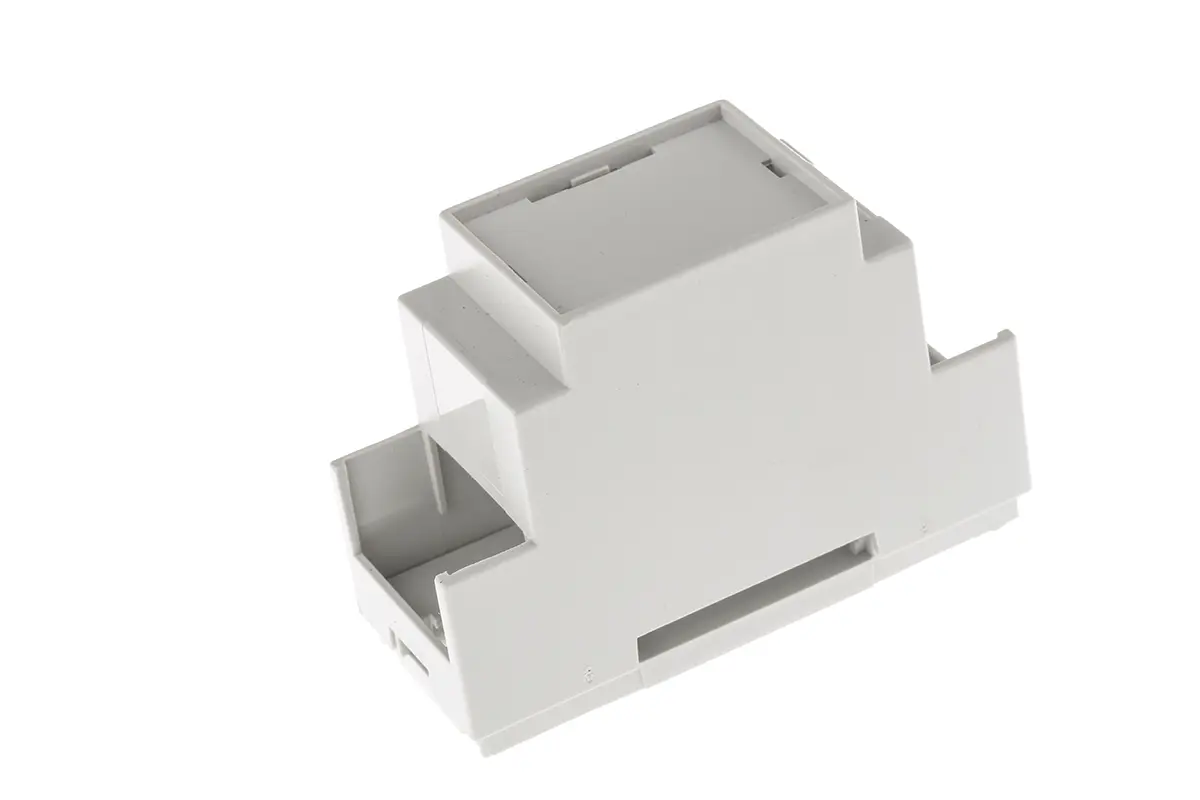Produktfoto 1 von CAMDENBOSS DIN-Schienengehäuse, Geh.Mat. Polycarbonat 90 mm, DIN-Hutschiene 36 mm, Grau, feste Oberteil 58 mm, Serie