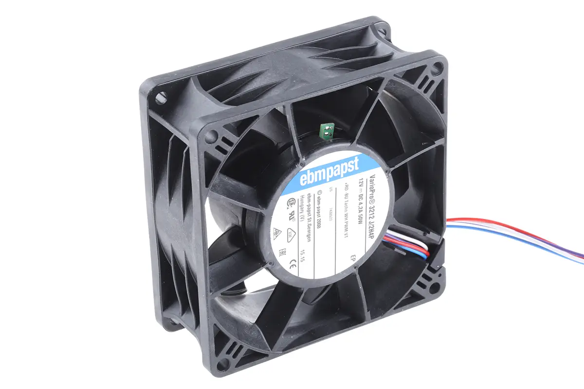 Produktfoto 1 von ebm-papst 3200 J - S-Force DC-Axiallüfter, Kugellager, 12 V dc / 50W, 92 x 92 x 38mm, 13000U/min, 280m³/h