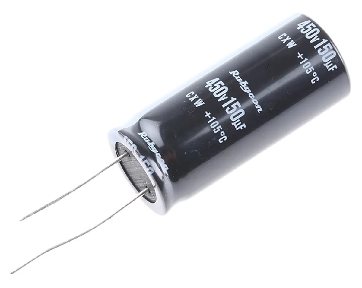 Produktfoto 1 von Rubycon CXW, THT Aluminium-Elektrolyt Kondensator 150μF ±20% / 450V dc, Ø 18mm x 40mm, bis 105°C