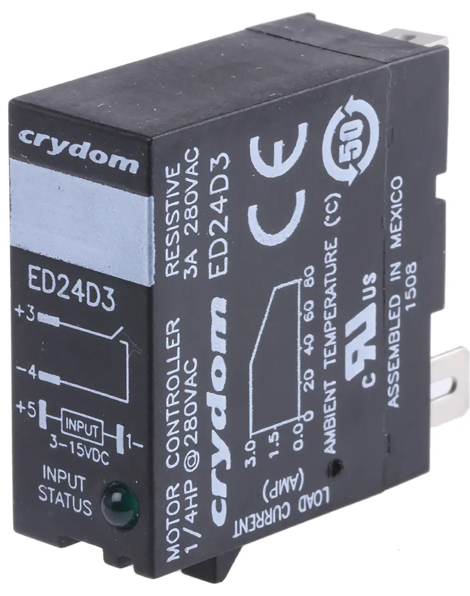 Produktfoto 1 von Sensata Crydom DIN-Schienen Halbleiterrelais mit Nulldurchgang, 1-poliger Schließer 280 V eff / 3 A