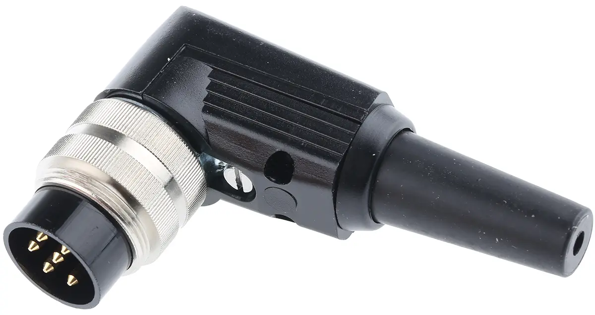 Produktfoto 1 von Lumberg WSV M16 DIN-Stecker gewinkelt 6-polig, DIN EN 60529, 250 V ac 5A IP40 Kabel, Mit Gewinde Stecker
