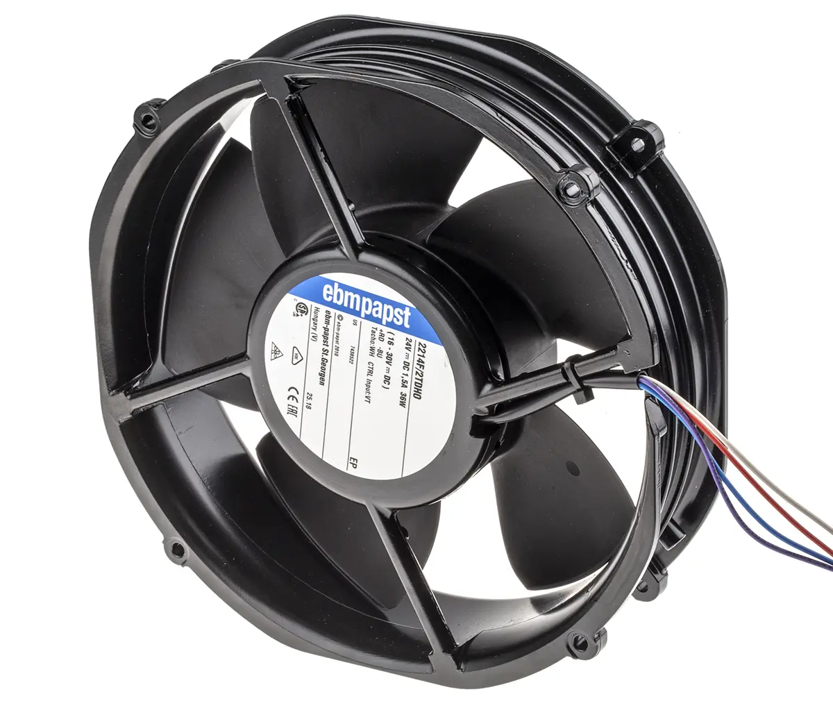 Produktfoto 1 von ebm-papst 2200 FTD DC-Axiallüfter, Kugellager, 24 V dc / 41W, 200 x 50.8mm, 4250U/min, 790m³/h