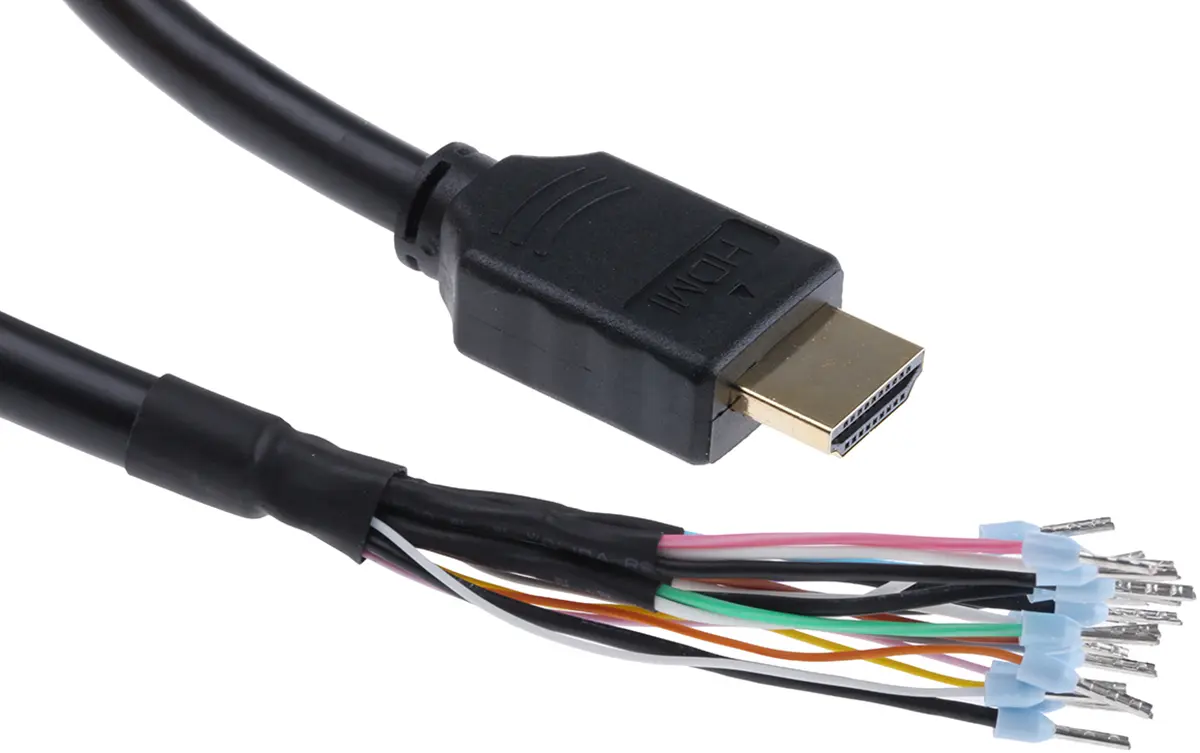 Produktfoto 1 von RS PRO HDMI-Kabel A HDMI Stecker B offenes Ende, 5m, Schwarz