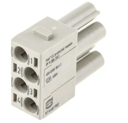 Produktfoto 1 von HARTING HAN Modular Modul für robusten Stromversorgungsstecker Buchse, 4-polig 40A, Kabel, Steckverbindermodul für