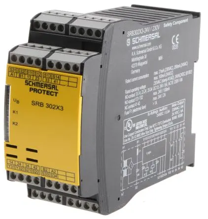 Produktfoto 1 von Schmersal SRB 302X3 Sicherheitsrelais 28.8V, 3 Sicherheitskontakte, 2 Hilfsschalter, Automatisch IEC/EN SIL IEC 61508