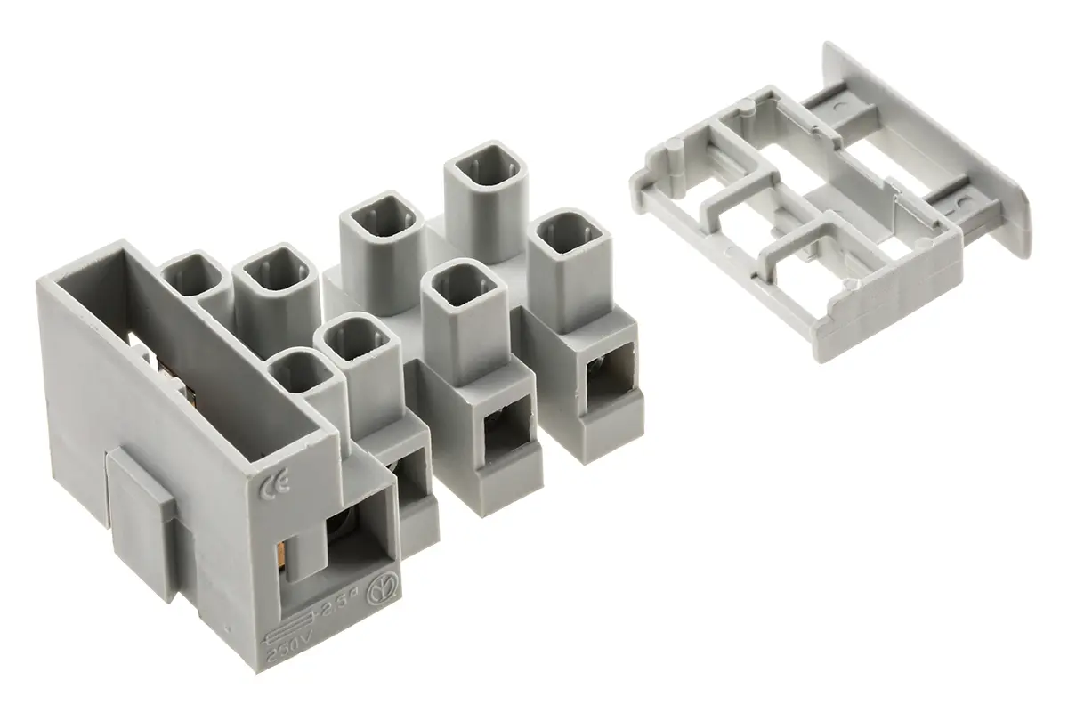 Produktfoto 1 von CAMDENBOSS CFTBN Messing Nylon Abgesicherter Anschlussklemmenblock 20A 4-polig Schraubbefestigung, Raster 16 mm 4 mm²