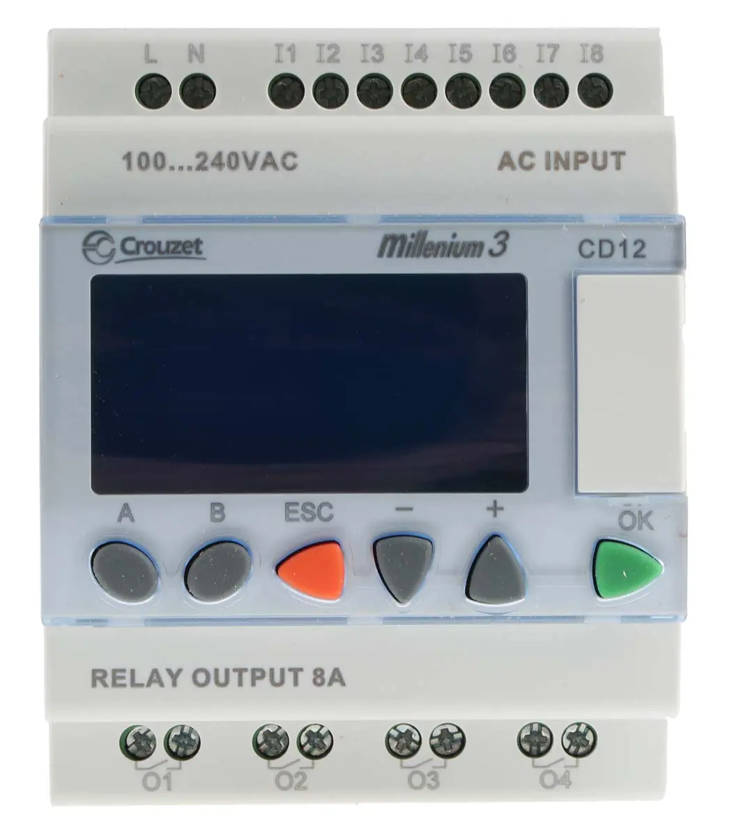 Produktfoto 1 von Crouzet Millenium 3 Logikmodul, 8 Eing. Relais Ausg.Typ Digital Eing.Typ 230 V ac