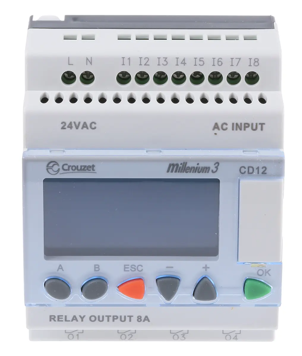 Produktfoto 1 von Crouzet Millenium 3 Logikmodul, 8 Eing. Relais Ausg.Typ Digital Eing.Typ 24 V ac