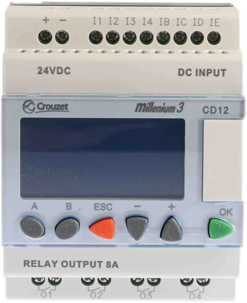Produktfoto 1 von Crouzet Millenium 3 Logikmodul, 8 Eing. Relais Ausg.Typ Analog, digital Eing.Typ 24 V dc