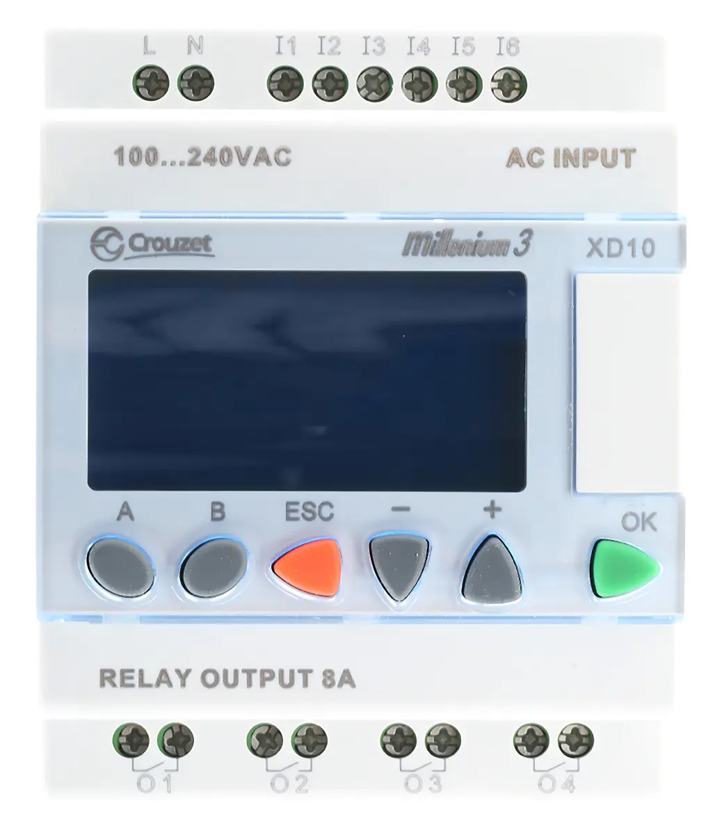 Produktfoto 1 von Crouzet Millenium 3 Logikmodul, 6 Eing. Relais Ausg.Typ Digital Eing.Typ 230 V ac