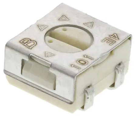 Produktfoto 1 von Bourns 3314 1-Gang Oberfläche Trimm-Potentiometer, Einstellung von oben, 100 Ω, 20 %, 0.25 W, J-Haken, L. 4.5 mm