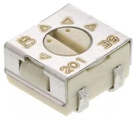 Produktfoto 1 von Bourns 3314 1-Gang Oberfläche Trimm-Potentiometer, Einstellung von oben, 200 Ω, 20 %, 0.25 W, J-Haken, L. 4.5 mm