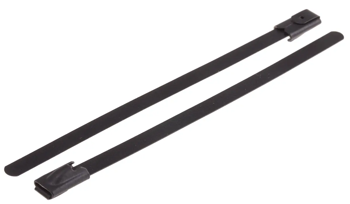 RS PRO Edelstahl mit Polyesterbeschichtung Kabelbinder Kugelverschluss Schwarz 4.6 mm x 100 mm