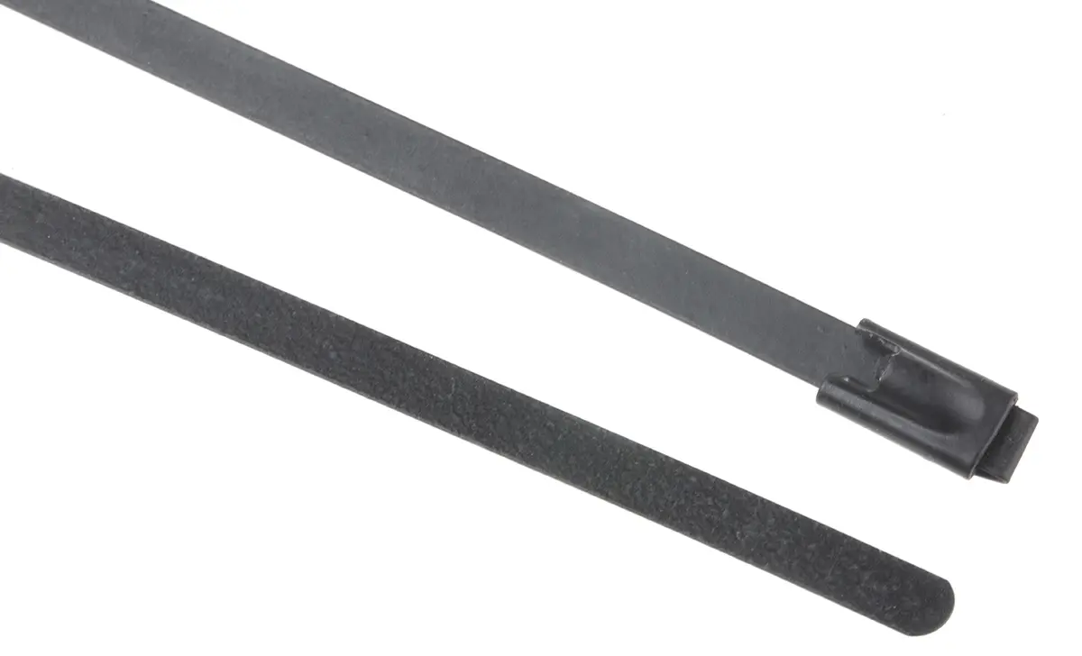 RS PRO Edelstahl mit Polyesterbeschichtung Kabelbinder Kugelverschluss Schwarz 4.6 mm x 680 mm