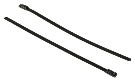 Produktfoto 1 von RS PRO Edelstahl mit Polyesterbeschichtung Kabelbinder Kugelverschluss Schwarz 4.6mm x 150 mm