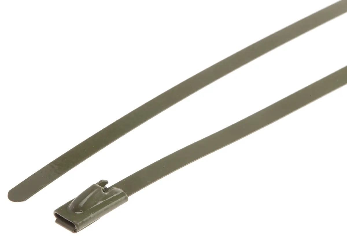 Produktfoto 1 von RS PRO Edelstahl mit Polyesterbeschichtung Kabelbinder Kugelverschluss Grün 4.6 mm x 360 mm